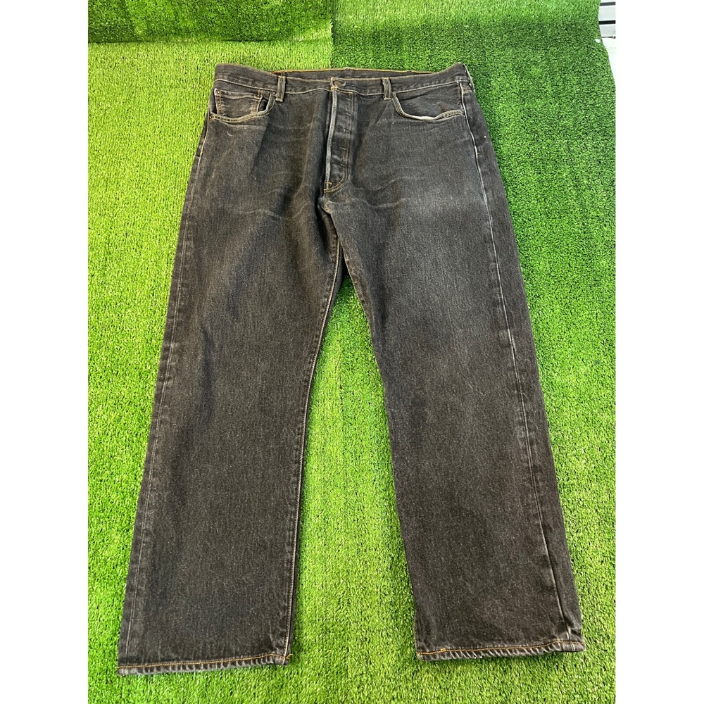 Levis 501 Original Fit Jeans Mens 42x32 Black Straight Leg Button‎ Fly Denim